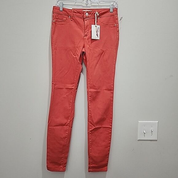 Jessica Simpson Women's Hi Rise Kiss Me Super Skinny Jeans Coral Pink‎ Size 28 - Picture 1 of 7